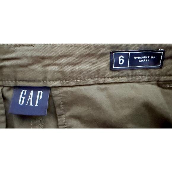 Gap Womens Straight Up Khaki Army Green Stretch Cotton Twill Flat Front Pocket 6 - Picture 6 of 8